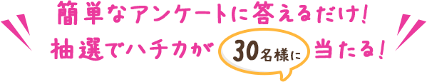 簡単なアンケートに答えるだけ！抽選でハチカが30名様に当たる！